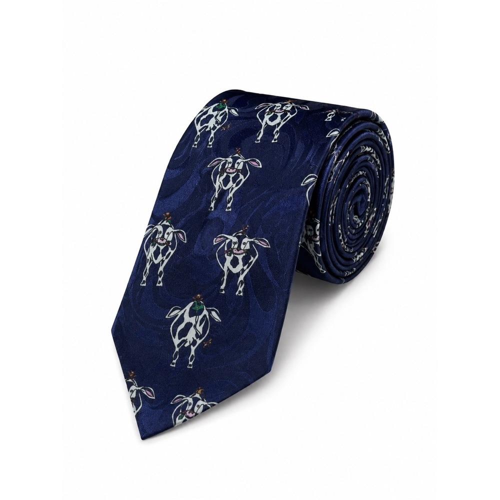 A Rogers Cow Tie Milch Rogers Graphic Formal Professional Career Preppy Blue